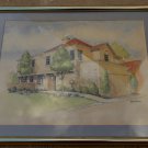 Vintage Bob Botes California Country Scene Ink & Watercolor Painting
