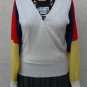 Vintage Oscar de la Renta White Red Blue Yellow Boucle Knit Sweater 6 M