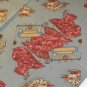 Vintage Silk Fabric for 2 Scarves Nautical Antique Map Pattern