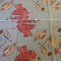 Vintage Silk Fabric for 2 Scarves Nautical Antique Map Pattern