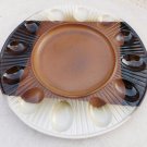Vintage Mid Century Modern Pottery Craft Stoneware Deviled Egg Platter Dish USA