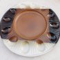 Vintage Mid Century Modern Pottery Craft Stoneware Deviled Egg Platter Dish USA