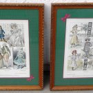 Pair 1899 LE MONITEUR DE LA MODE Paris Children Fashion Etching Print Framed