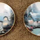 Two 1991 Knowles Thomas Kinkade Cedar Nook & Candlelit Cottage Plates