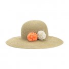 $125 Italian DANIELE MEUCCI Natural Straw Pom Pom Hat Made in Italy