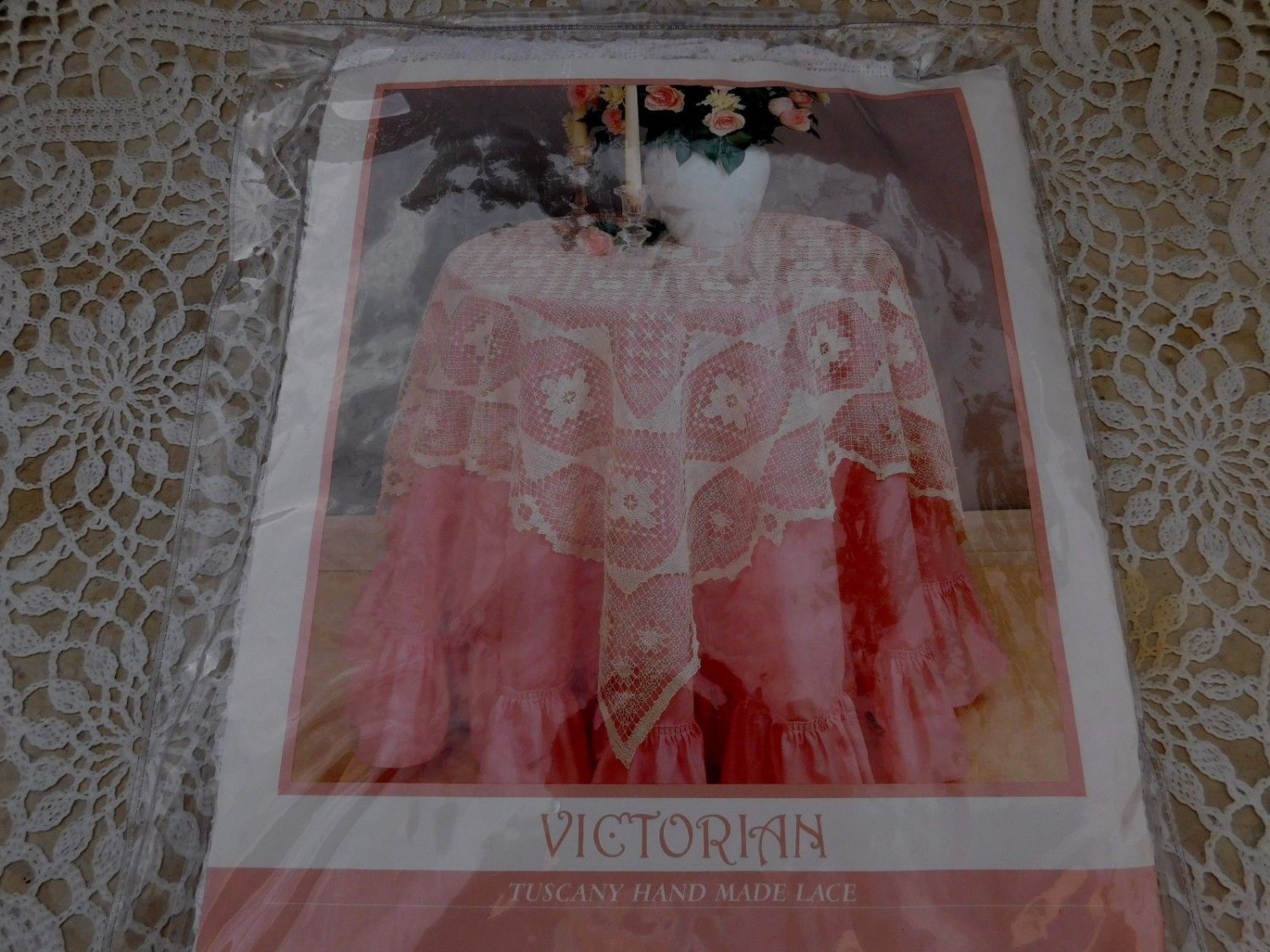 VICTORIAN Tuscany Hand Made Cotton Lace Tablecloth 45&acirc;�� Square New