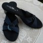 Italian CONNIE Blue Wedge Shoes Slides with Buckle 10 Italy New