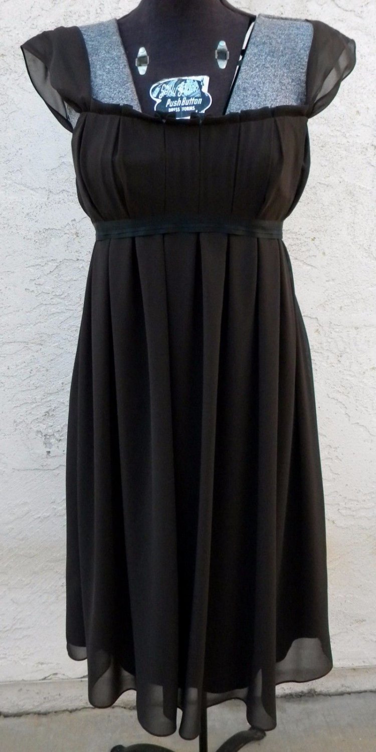Vera Wang Chocolate Dark Brown Empire Cocktail Chiffon Dress S M New