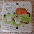 Vintage 1982 OCM OTAGIRI Ceramic Country Goose Clock Japan