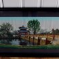Vintage Large Tapestry Framed Asian Chinese Hand Colored Silk Print Landscape