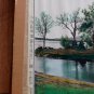 Vintage Large Tapestry Framed Asian Chinese Hand Colored Silk Print Landscape