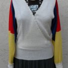Vintage Oscar de la Renta Sweater White Red Blue Yellow Boucle Knit 6 M