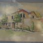 Vintage Painting Bob Botes California Country Scene Ink & Watercolor