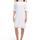 Italian White Linen Cover-up Dress TERZO MILLENNIO L Made In Italy New