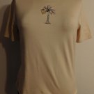 ST.JOHN SPORT T-Shirt Marie Gray Beige Top Palm Embroidery Monkey Charm S