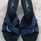Italian Blue Wedge CONNIE Shoes Slides with Buckle 10 Italy New