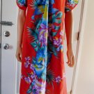 Vintage Hawaiian CREATIONS Red Blue Tropical Floral Dress sz L Hawaii