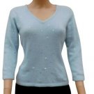 PIERRE CARDIN Pullover 50s Style Baby Blue Sequined Angora M New w/Tag
