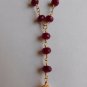 Artisan Lavaliere Ruby Pearl Necklace Drop Earrings Set HandMade