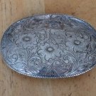 Vintage Silver Plated Belt Buckle Floral Western