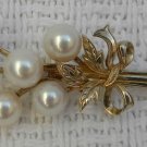 MIKIMOTO Pearl Brooch Tokyo Gold Sterling Silver Floral Spray Vintage 1950s