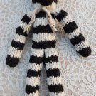 Vintage ZEBRA Toy Hand Knitted Wool Black White Very Cute
