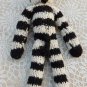 Vintage ZEBRA Toy Hand Knitted Wool Black White Very Cute