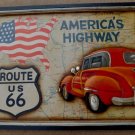 Vintage Route 66 Classic Car Picture 3-D Wall Plaque Map Americana
