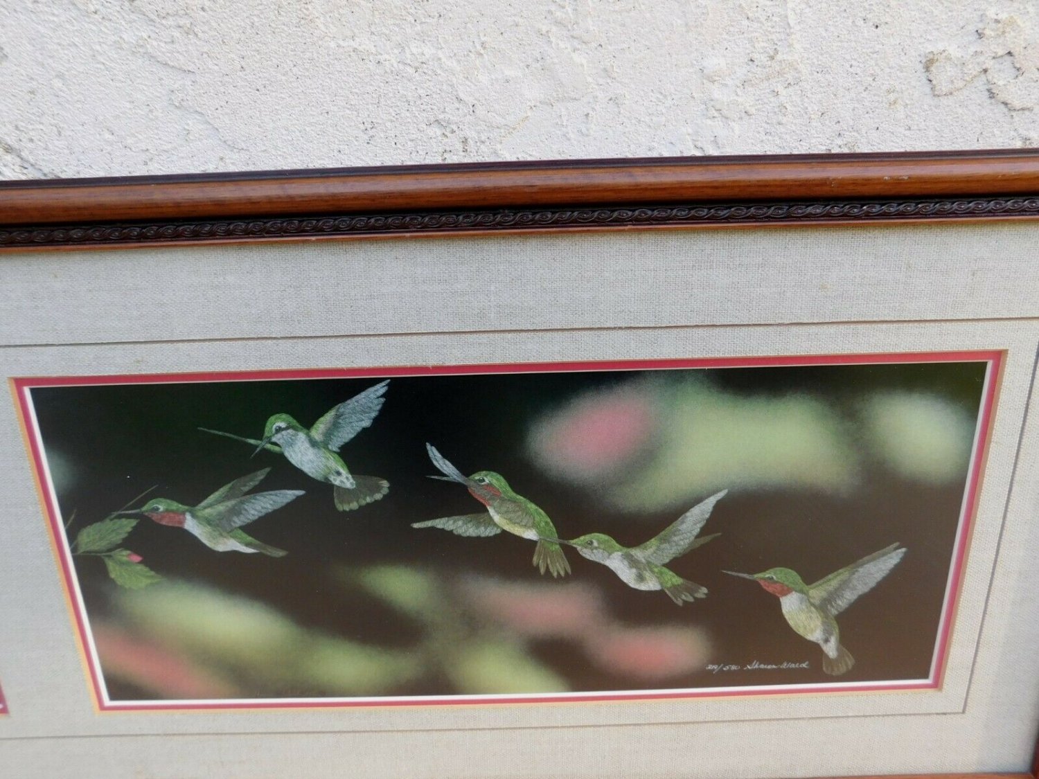 Sharon Wald Original Scratchboard ART Print Signed Hummingbird Vintage