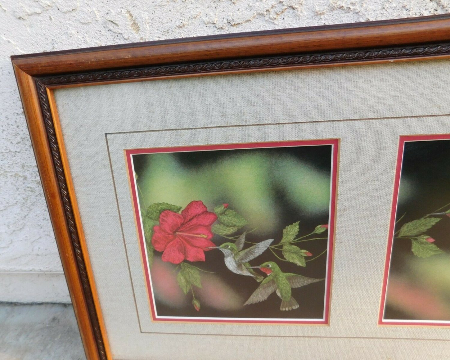 Sharon Wald Original Scratchboard ART Print Signed Hummingbird Vintage