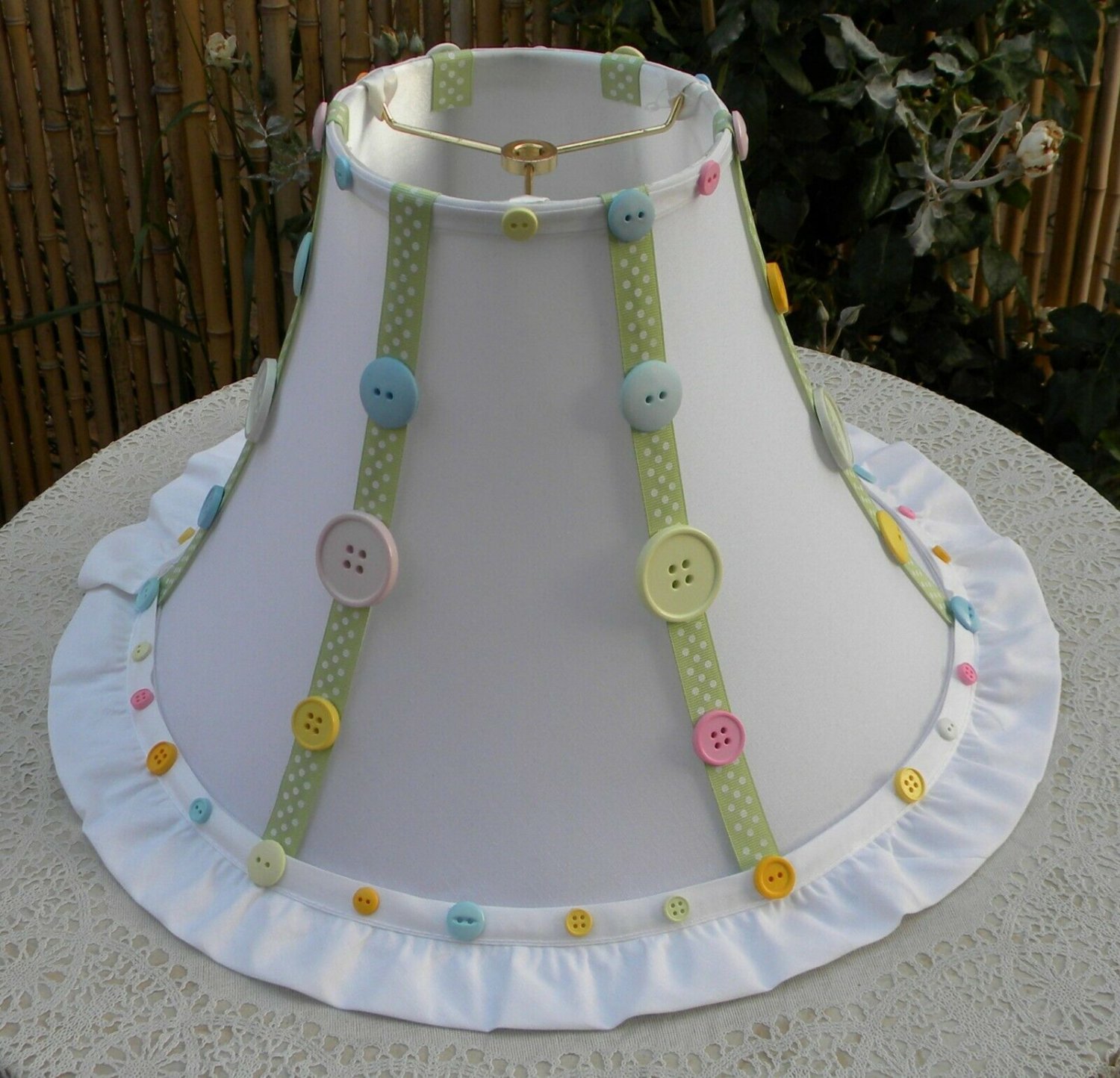 Table Lamp Shade Buttons White Green Yellow Pink