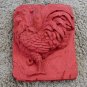 Vintage 3D Concrete Plaque RED ROOSTER Wall Décor Hand Crafted Signed