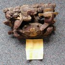 Antique Chinese Asian Japanese Wood carving Sculpture Crab Fish Plum Blossom Hat