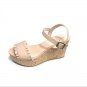 Kate Spade Tomas Nude Blush Beige Leather Wedge Sandals 9.5 NEW