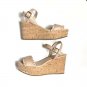 Kate Spade Tomas Nude Blush Beige Leather Wedge Sandals 9.5 NEW