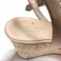 Kate Spade Tomas Nude Blush Beige Leather Wedge Sandals 9.5 NEW