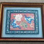 Antique Asian Chinese Embroidery Picture Gold Gilded Frame Wall Decor