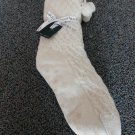 Laura Ashley Non Skid Slipper Socks White Metallic Pom Poms  Faux Fur Lining New