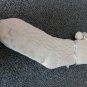 Laura Ashley Non Skid Slipper Socks White Metallic Pom Poms Faux Fur Lining New