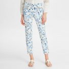 Karl Lagerfeld Womens White Blue Floral Jacquard Print Pants 12 L New