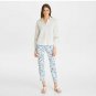 Karl Lagerfeld Womens White Blue Floral Jacquard Print Pants 12 L New