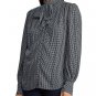Ralph Lauren Checked Bow Detail Shirt Navy White L New