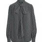 Ralph Lauren Checked Bow Detail Shirt Navy White L New
