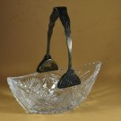 Vintage Russian Soviet Lead Crystal Silver Plated Handle Candy Vase USSR