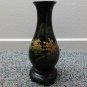 Antique Chinese Foochow Fuzhou Hand Painted Black Lacquered Wood Vase