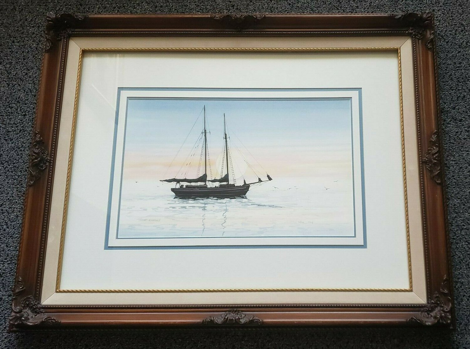Scott Kuhnly Sailing Boat Signed Serigraph Framed