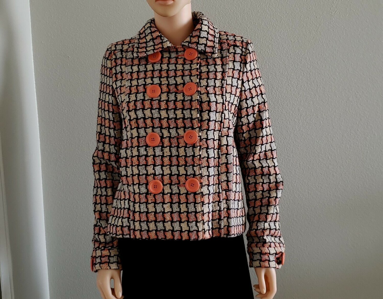 VERTIGO Paris Plaid Tweed Jacket Coat M New