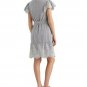 Ralph Lauren Eyelet Cotton Flutter-Sleeve Dress Gray White sz 8 New