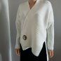 A.IDA Italian White Knit Cardigan High-Low L Italy New