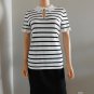 Karl Lagerfeld Women's Striped Lace Collared Top Sweater White Black S L New